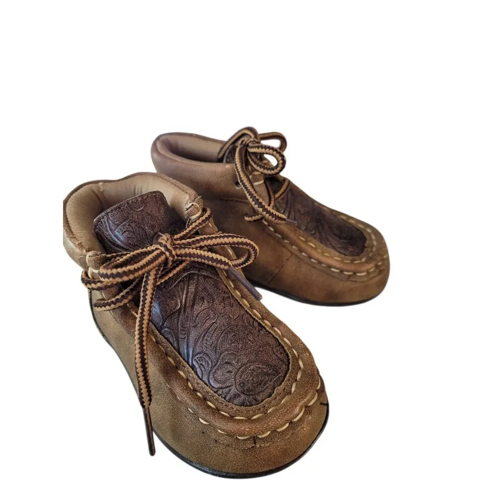 DBL Barrel Toddlers Boy's Shoes Size 4 Soft Chukka Embossed Inlay - Picture 13 of 15